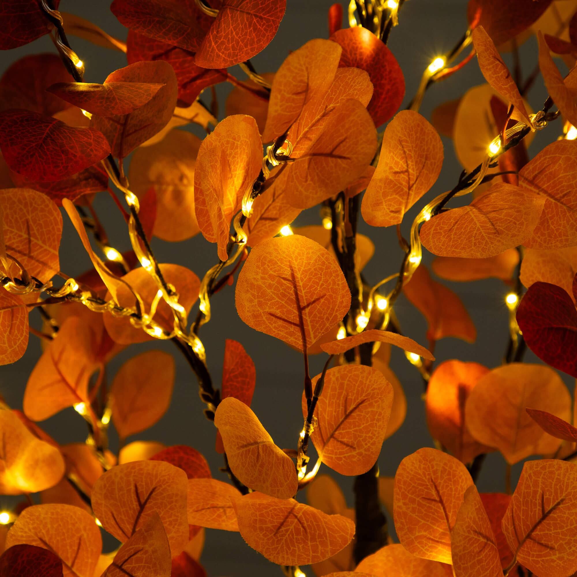 5ft. Pre-Lit Bright Autumn Eucalyptus Artificial Fall Tree with 300 Warm White LED Lights